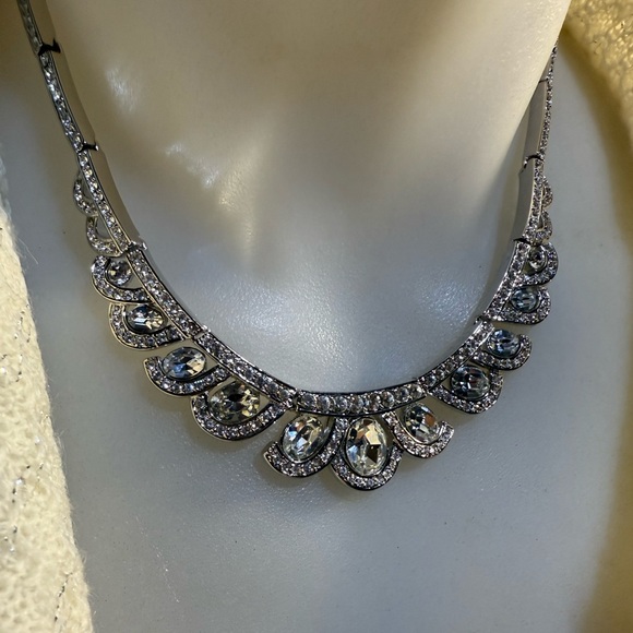 Monet Jewelry - Vintage Monet Crystal Silver Necklace